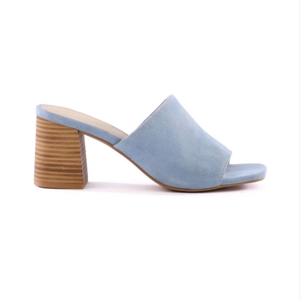 Seychelles Light Blue Suede Block Heel Sandals - Picture 2 of 6